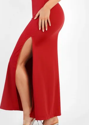 Boutique Popilush Shapewear Lace V Neck Side Slit Slimming Maxi Slip Dress thumbnail 3