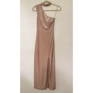 Revelry Margot Velvet Dress Gold Champagne Cut Out Choker Slit Gown Holiday Sz 0 thumbnail 3