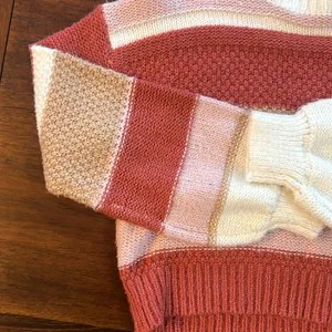 Altar'd State Striped Sweater - Pink, Cream, Tan thumbnail 3