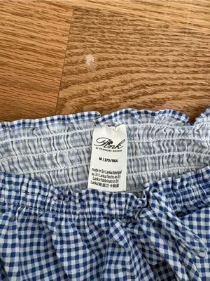 Frankie's Bikinis Blue Gingham Smocked Cami Top with Lace Trim thumbnail 2