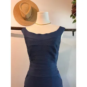 Herve Leger Quinn Washed Blue Bandage Off Shoulder Mini Dress Size Small thumbnail 2