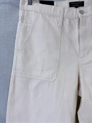 NWT Banana Republic‎ Cream Barrel Leg Jeans High Rise Wide Leg Denim 32 14 thumbnail 2