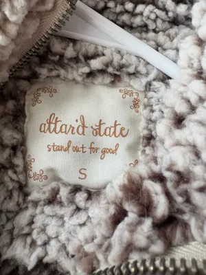 Altar'd State Brown Fleece Cream Sherpa Pullover Oversized 1/4 Zip thumbnail 3