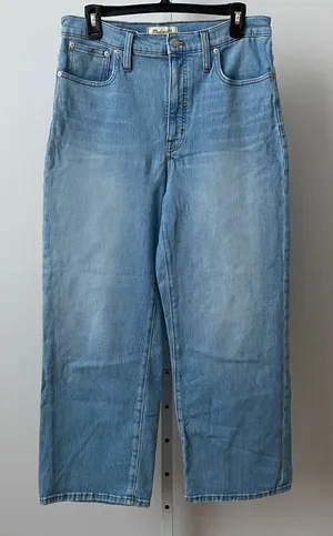 Madewell Cotton Coastal Clean Sustainable Slim Wide-Leg Crop Jeans 30 Blue thumbnail 1