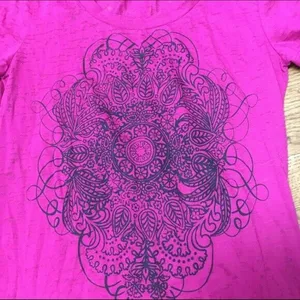 Faded Glory Womens Tee Size Small 4 6 Pink Indian Design‎ Burnout Fabric thumbnail 4