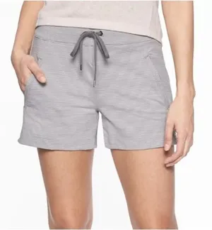 Athleta Modern Metro Grey Striped Shortie Athletic Shorts Size Medium thumbnail 1