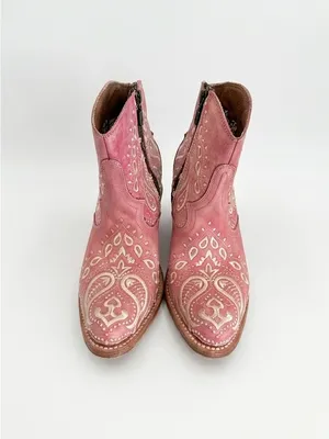 Dan Post Helena Pink Western Boho Ankle Boots Distressed Leather 7M #DPP 5626 thumbnail 3