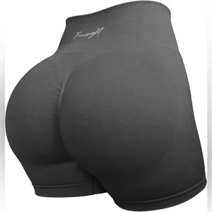 FRESOUGHT Workout Gym Butt Scrunch Tummy Control High Waisted Shorts Dark Grey thumbnail 1