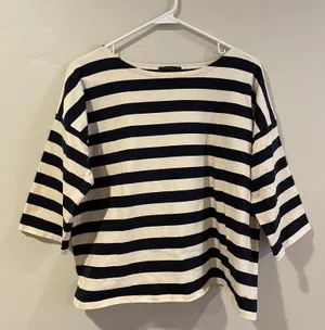Striped Boxy 3/4 Sleeve Top thumbnail 1