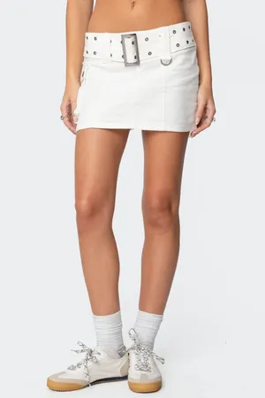 Edikted Roux Belted Mini Skirt white size S thumbnail 2