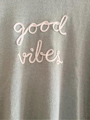 Good Vibes Light Mint Women's Knit Sweater Blue Size L thumbnail 2