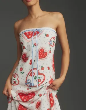 For Love & Lemons Daisy Mae Strapless Midi Bias Dress, Size M thumbnail 7