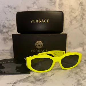 Versace BRAND NEW Authentic Geometric unisex Sunglasses yellow fluorescent frame thumbnail 1