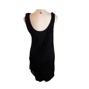 Alice+Olivia szS blk mini dress w/overlay & coin beads on shoulders & one side thumbnail 2