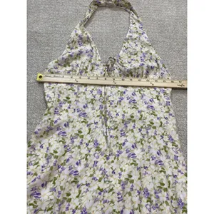 Maeve by Anthropologie Cream Halter Mini Dress with Lavender Floral 100% Viscose thumbnail 12