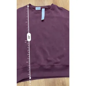 Women's Modal Crew Neck Long Sleeve Cropped Sweatshirt Maroon L New thumbnail 4