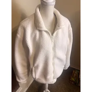 Peach White Sherpa Fleece Full Zip Jacket Womens Size Medium Mesh Lined Cream thumbnail 2