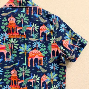 Printfresh Pajama Top Women XS Bagheera Peacock Organic Cotton Short Sleeve Blue thumbnail 8