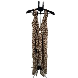 NWT Urban Outfitters Tie Straps Brown Floral Maxi Romper Boho‎ Cottagecore XS thumbnail 2