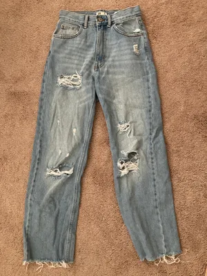 Walmart cute ripped medium wash jeans thumbnail 1