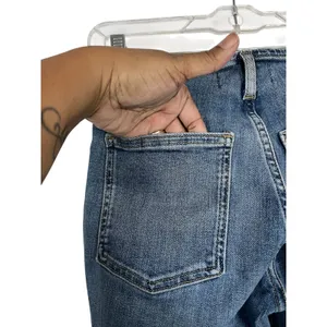 NWT- We The Free Level Up Slit Slim Flare Jeans - Medium Blue Raw Hem Size 26 thumbnail 9