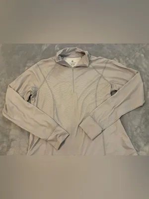 Old Navy Women's Light Beige/Gray Half-Zip Semi-Fitted Long Sleeve Top Size XL thumbnail 4