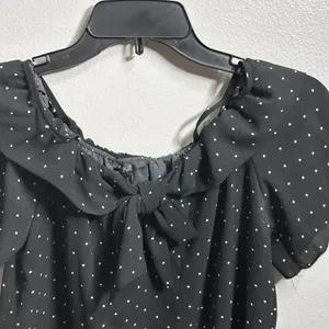 Papaya Women‎ Black Polka Dot Off Shoulder Blouse Size Small. thumbnail 3