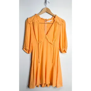 Olivaceous Romper Womens Orange V Neck Tie Front Size Medium thumbnail 3