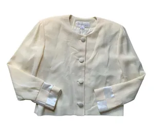 Vintage Nicole Miller New York City Elegant Cream Women's Jacket 4 thumbnail 1