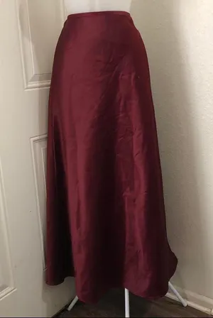 Whimsygoth Burgundy wind red satin maxi formal full aline skirt extremely flattering Vampire evening wear vibe thumbnail 1