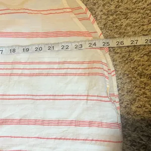 LOFT Women's White Red Stripe Ruffled Neck Tie Blouse‎ Size M thumbnail 5