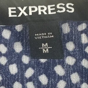 Express High Low Maxi Dress Womens M‎ Navy Blue Polka Dot Tie Front Cottagecore thumbnail 4
