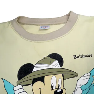RARE Vintage 1980s Quitman USA Mickey Mouse Tan Graphic Crewneck Pullover Medium thumbnail 4