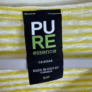 Pure Essence Yellow White Striped Short Sleeve‎ Lightweight Round Neck Blouse S thumbnail 4