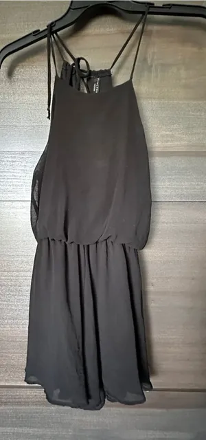 Lightweight Mini black halter romper / dress thumbnail 1
