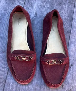 Coach fortunata maroon suede loafers thumbnail 1