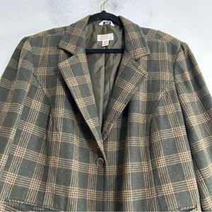 Vintage Talbots Wool Blend Plaid Blazer Jacket 22W Petite Preppy Academia Work thumbnail 3