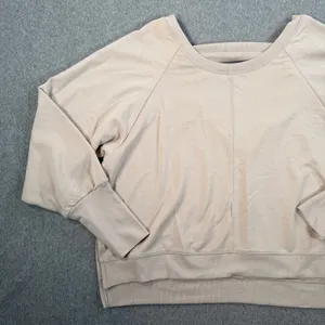 Yogalicious Stephanie Hi-Low Sweatshirt Women's Small Beige New Pullover thumbnail 2