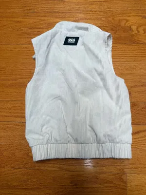 🙂ASOS White Corduroy Hooded Vest with Blue Trim thumbnail 4