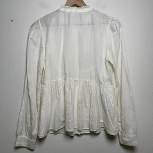 NEW Anthropologie Floreat Women Cotton Top 6 Ivory Embroidered Cottage Peasant‎ thumbnail 11