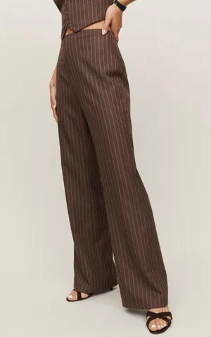 Reformation brown pinstripe vest and pant set thumbnail 2