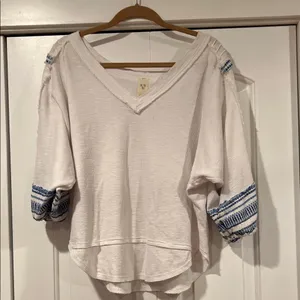 FREE PEOPLE We The Free Bubble‎ Tee Shirt Top White Medium thumbnail 4