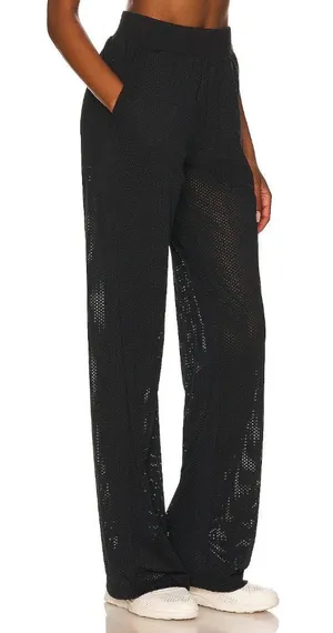 NWT Alo W51178R Mesh All-Star Wide Leg Pant in Black Sheer Lightweight Pants M thumbnail 1