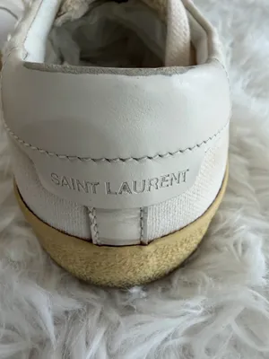 Saint Laurent Court Classic Sneakers White Canvas Leather Size 37 US 7 thumbnail 3