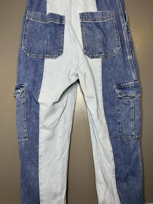 PacSun Cargo Straight Jeans Womens 27 Light Wash Blue High Rise Striped Denim thumbnail 6