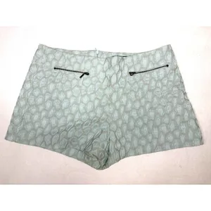 Zara Basic Blue Jacquard Animal Print High Rise Shorts Size Large Zipper Detail thumbnail 3