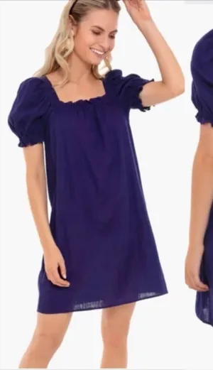Tuckernuck Pomander Place Linen Blend Darcy Dress Size Small Navy Blue thumbnail 1