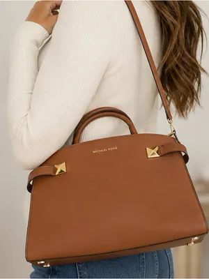Michael Kors Kala Satchel Crossbody Brown Bag Purse EUC thumbnail 1