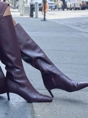 STEVE MADDEN Lingo Pointed Toe Knee High Boot in Wine Leather Size US 7.5 thumbnail 9