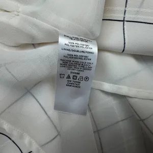 LOFT Top Sz M Ivory Plaid Round Neck Short Sleeve Keyhole Back Peplum Lined thumbnail 8